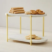 Madison Serveware Collection, Two Tier Marble Serve