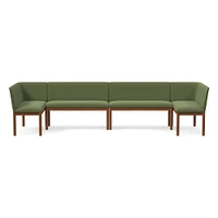 Hargrove Banquette  2 Benches + Left Arm Single Right YDLW Alabaster Cool Walnut