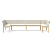 Hargrove Banquette  2 Benches + Left Arm Single Right YDLW Alabaster Cool Walnut