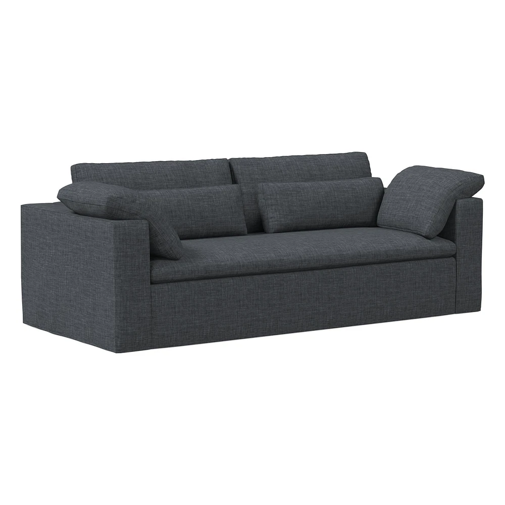 Harmony Modular 82" Sofa Skirted Slipcover Down Yarn Dyed Linen Weave Alabaster Concealed Supports