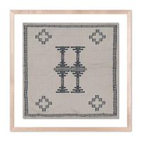 Blue Motif Twill Textile Art Framed Wall Art | West Elm