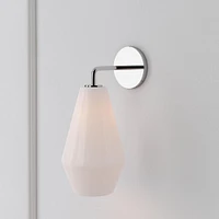 Sculptural Sconce, Geo Small, Milk, Chrome, 7"