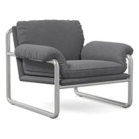 Desmond Chair, Deluxe Linen, Sand, Polished Stainless Steel