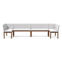 Hargrove Banquette  2 Benches + Left Arm Single Right YDLW Alabaster Cool Walnut