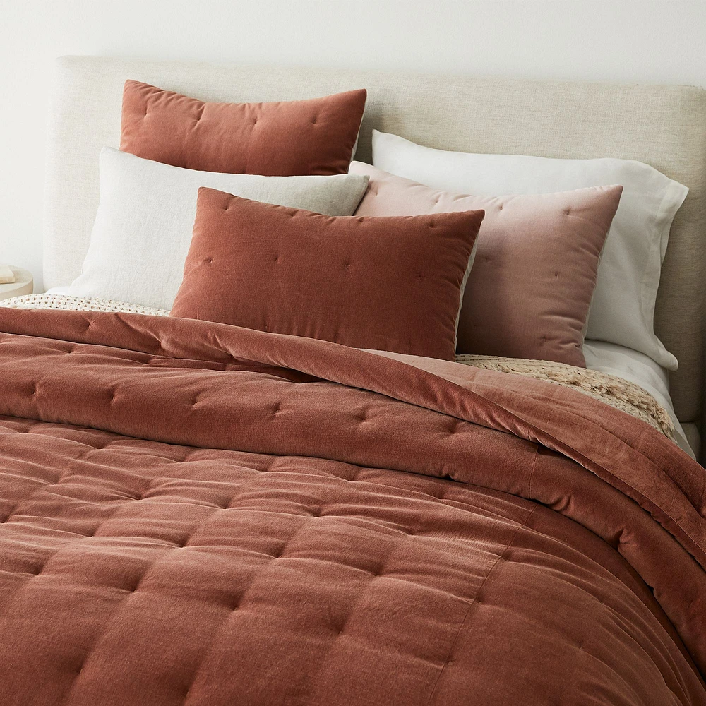 Classic Cotton Velvet Tack Stitch Quilt & Shams | West Elm