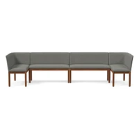 Hargrove Banquette  2 Benches + Left Arm Single Right YDLW Alabaster Cool Walnut