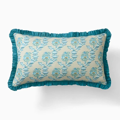 Rhode Jawahar Ruffle Pillow Cover, 12x21, Lagoon