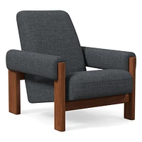 Nils Chair, Yarn Dyed Linen Weave, Alabaster, Cool Walnut