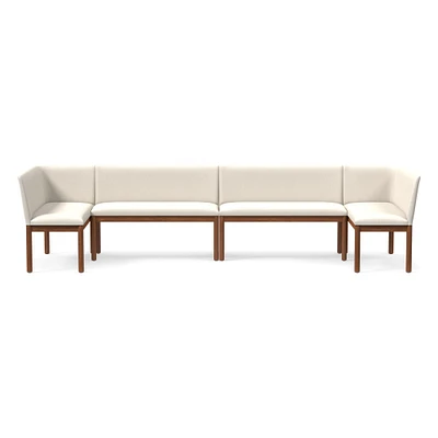 Hargrove Banquette  2 Benches + Left Arm Single Right YDLW Alabaster Cool Walnut