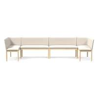 Hargrove Banquette  2 Benches + Left Arm Single Right YDLW Alabaster Cool Walnut