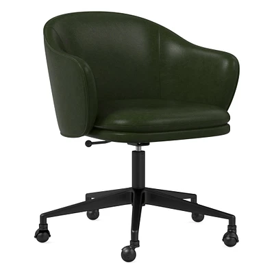 Wayne Office Chair w/ Arms, Saddle Leather, Nut, Dark Bronze