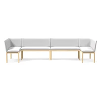 Hargrove Banquette  2 Benches + Left Arm Single Right YDLW Alabaster Cool Walnut