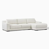 Dalton 121" Left 2-Piece Chaise Sectional, Yarn Dyed Linen Weave, Alabaster, Black