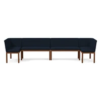 Hargrove Banquette  2 Benches + Left Arm Single Right YDLW Alabaster Cool Walnut