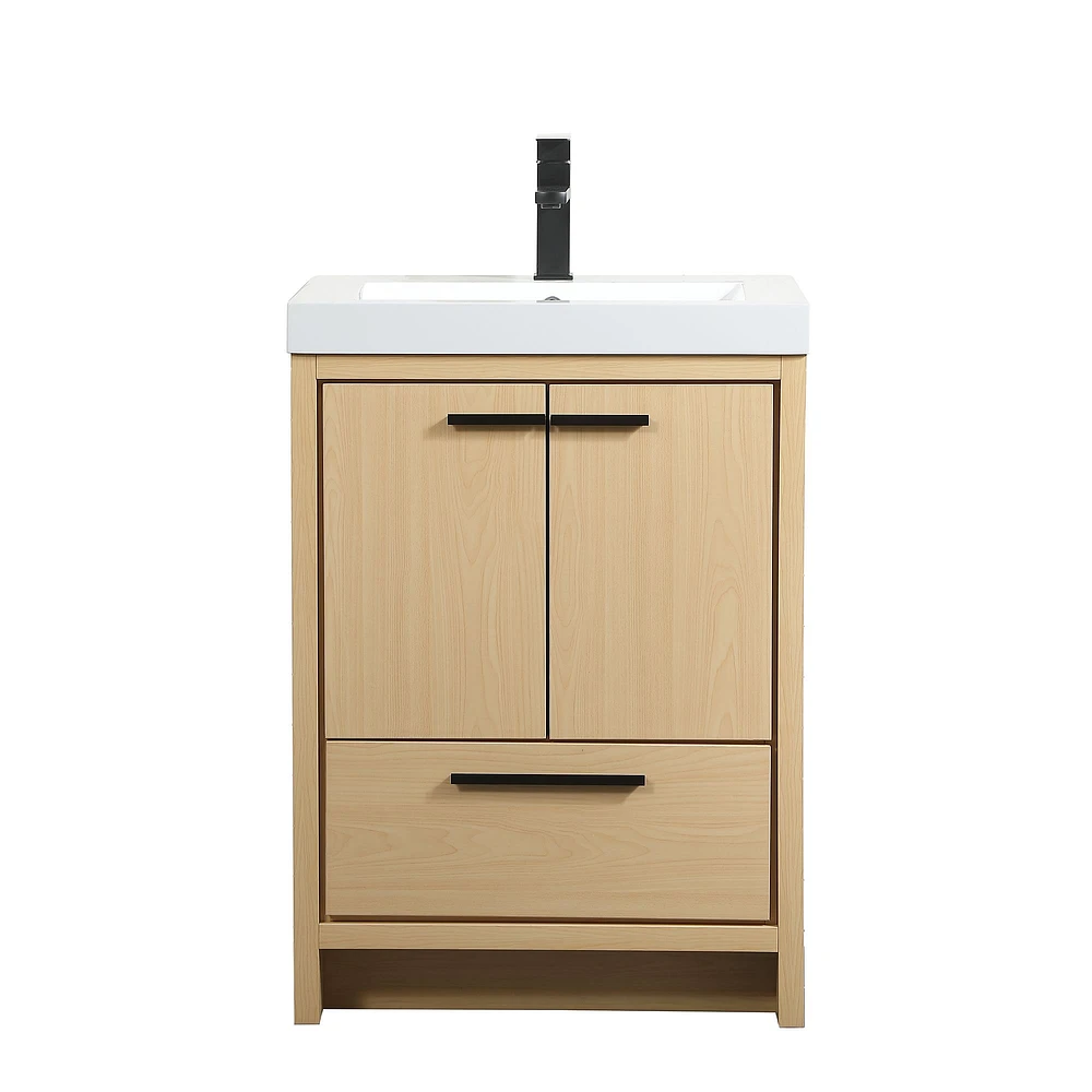 Donovan Single Bathroom Vanity, 24", Natural Oak