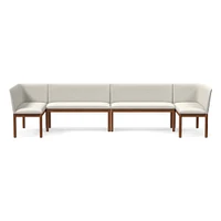 Hargrove Banquette  2 Benches + Left Arm Single Right YDLW Alabaster Cool Walnut