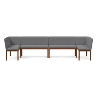 Hargrove Banquette  2 Benches + Left Arm Single Right YDLW Alabaster Cool Walnut