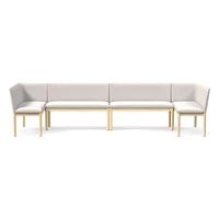 Hargrove Banquette  2 Benches + Left Arm Single Right YDLW Alabaster Cool Walnut