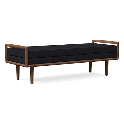 Nico Ottoman, Poly, Ludlow Leather, Gray Smoke, Walnut