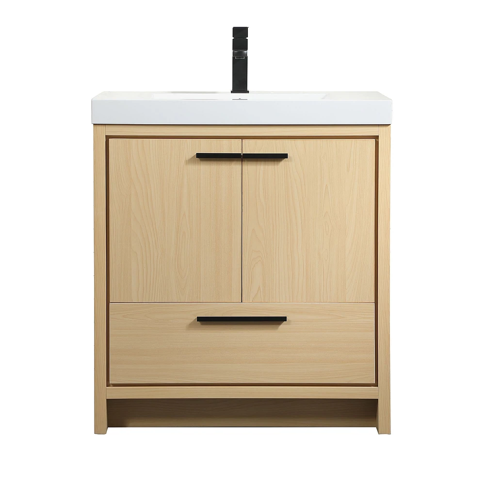 Donovan Single Bathroom Vanity, 24", Natural Oak