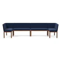 Hargrove Banquette  2 Benches + Left Arm Single Right YDLW Alabaster Cool Walnut