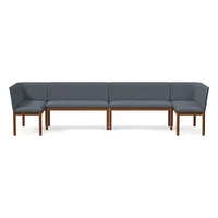 Hargrove Banquette  2 Benches + Left Arm Single Right YDLW Alabaster Cool Walnut