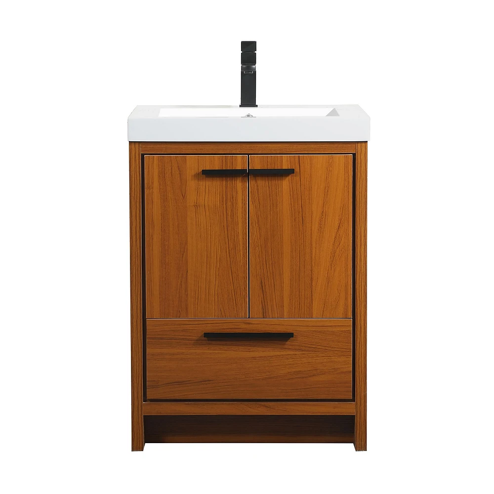 Donovan Single Bathroom Vanity, 24", Natural Oak