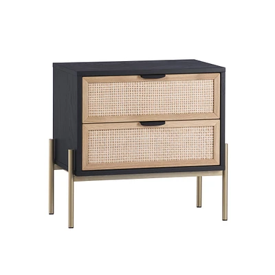 Lofted Rattan & Wood 2-Drawer Nightstand (25.75") | West Elm