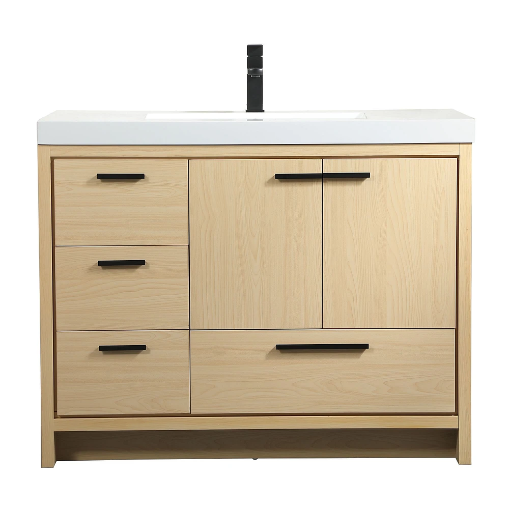 Donovan Single Bathroom Vanity, 24", Natural Oak