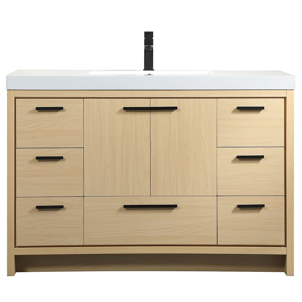 Donovan Single Bathroom Vanity, 24", Natural Oak