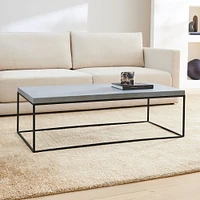 Oakland Coffee Table, Concrete Topped Rectilinear, Black