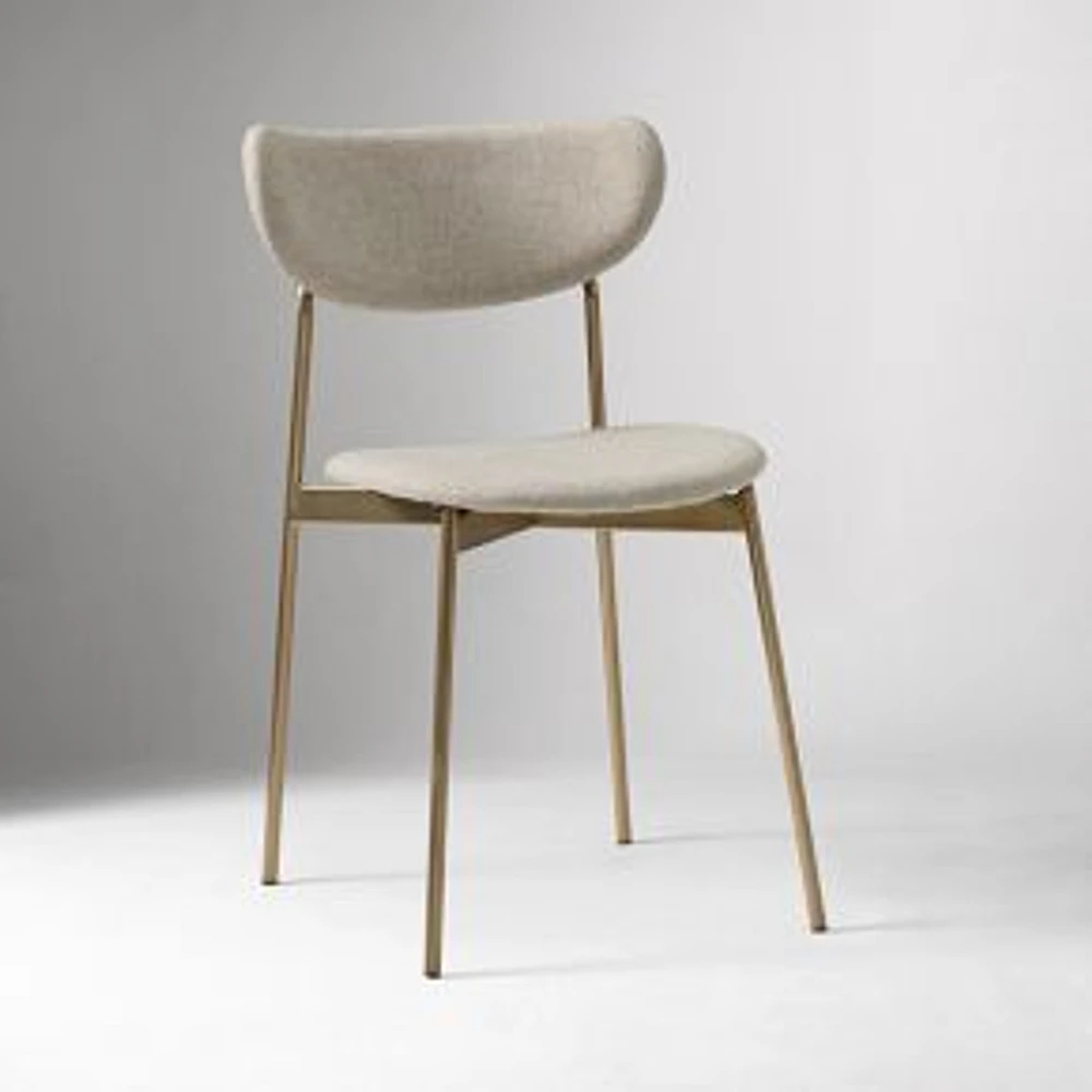 Chip & Dent: Modern Petal Fully Upholstered Dining Chair, Heathered Crosshatch, Natural