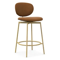 Flynn Counter Stool, Poly, Twill, Alabaster, Dark Bronze