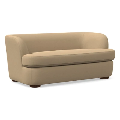 Open Box: Leroy 60in Petite Sofa, Performance Velvet Camel, Cool Walnut