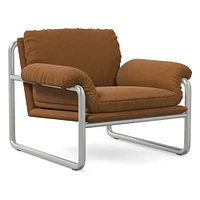 Desmond Chair, Deluxe Linen, Sand, Polished Stainless Steel