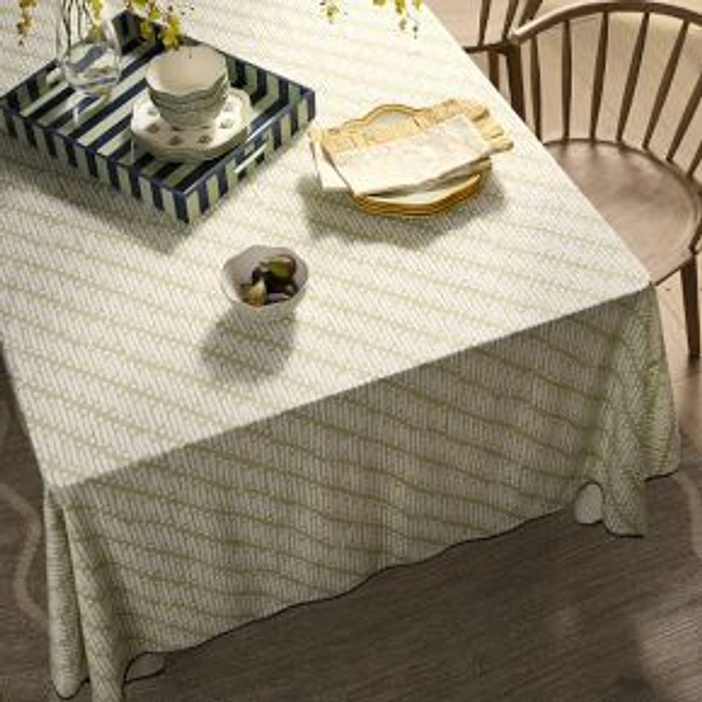 Rhode Batik Tablecloth, Fog Green