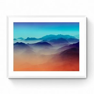 Mountainous Landscape by Angel Estevez, 25.25x31.25, White Frame