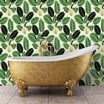 Tempaper Peel & Stick Hojas Cubanas Wall Paper, Rich Emerald