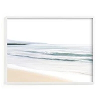 Slow Tide, White Wood Frame, Full Bleed Framed Print, 40x30, Light Blue