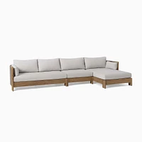 Porto Outdoor 2-Piece Chaise Sectional 134", Left Arm Sofa, Right Chaise, Driftwood, Pearl Gray