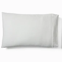 Euro Linen Pom Standard  Pillowcase, White