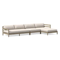 Hargrove Outdoor Sectional, Set 4: Left Arm Sofa + Armless Single Right Chaise Cushion Cover, Canvas, Natural