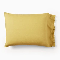 Euro Linen Ruffle Standard  Pillowcase, Natural Flax