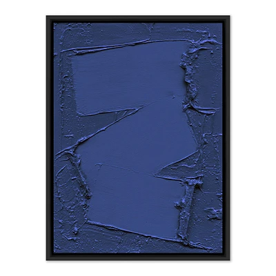 Free Form Deep Blue by The Holly Collective Canvas Floater Frame, 24x32, Black Maple