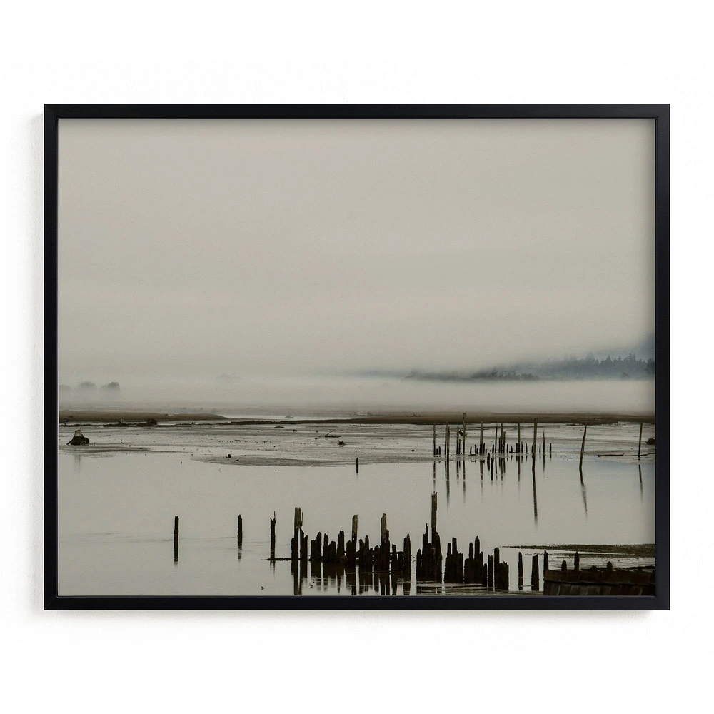 Fog at the Beach PNW by Katie Buckman, White Wood Frame, Full Bleed, 20"x16"