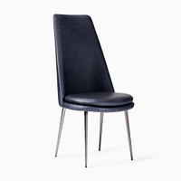 Finley High Back Dining Chair, Saddle Leather, Nut, Light Bronze