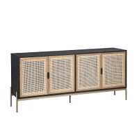 Lofted Rattan & Wood 37.5" Buffet, Black