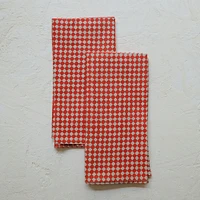 Rekha Block-Printed Linen Napkin, 18x18, Rojo, Set of 2