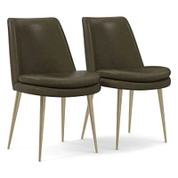 Finley Low Back Dining Chair, Set of 2, Saddle Leather, Nut, Light Bronze