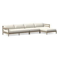 Hargrove Outdoor Sectional, Set 4: Left Arm Sofa + Armless Single Right Chaise Cushion Cover, Canvas, Natural